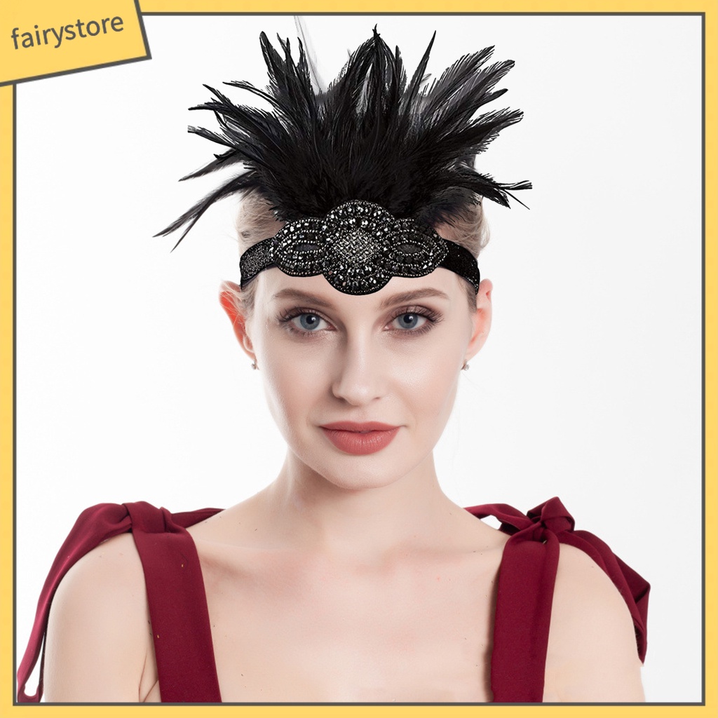 1 Bộ Bông Tai Đính Ngọc Trai Và Lông Vũ Lấp Lánh Phong Cách Retro Dành Cho Nữ