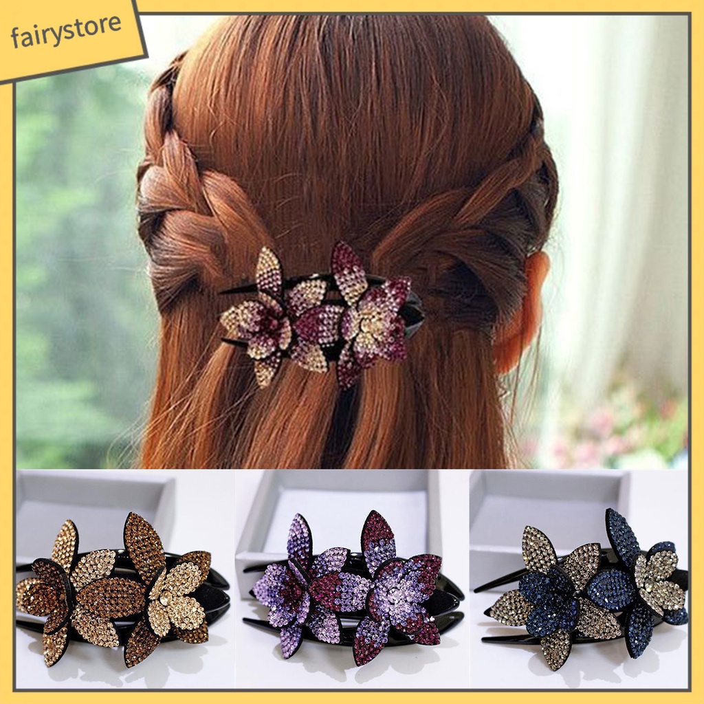 Kẹp Tóc Mỏ Vịt Đính Đá Hình Bông Hoa Xinh Xắn