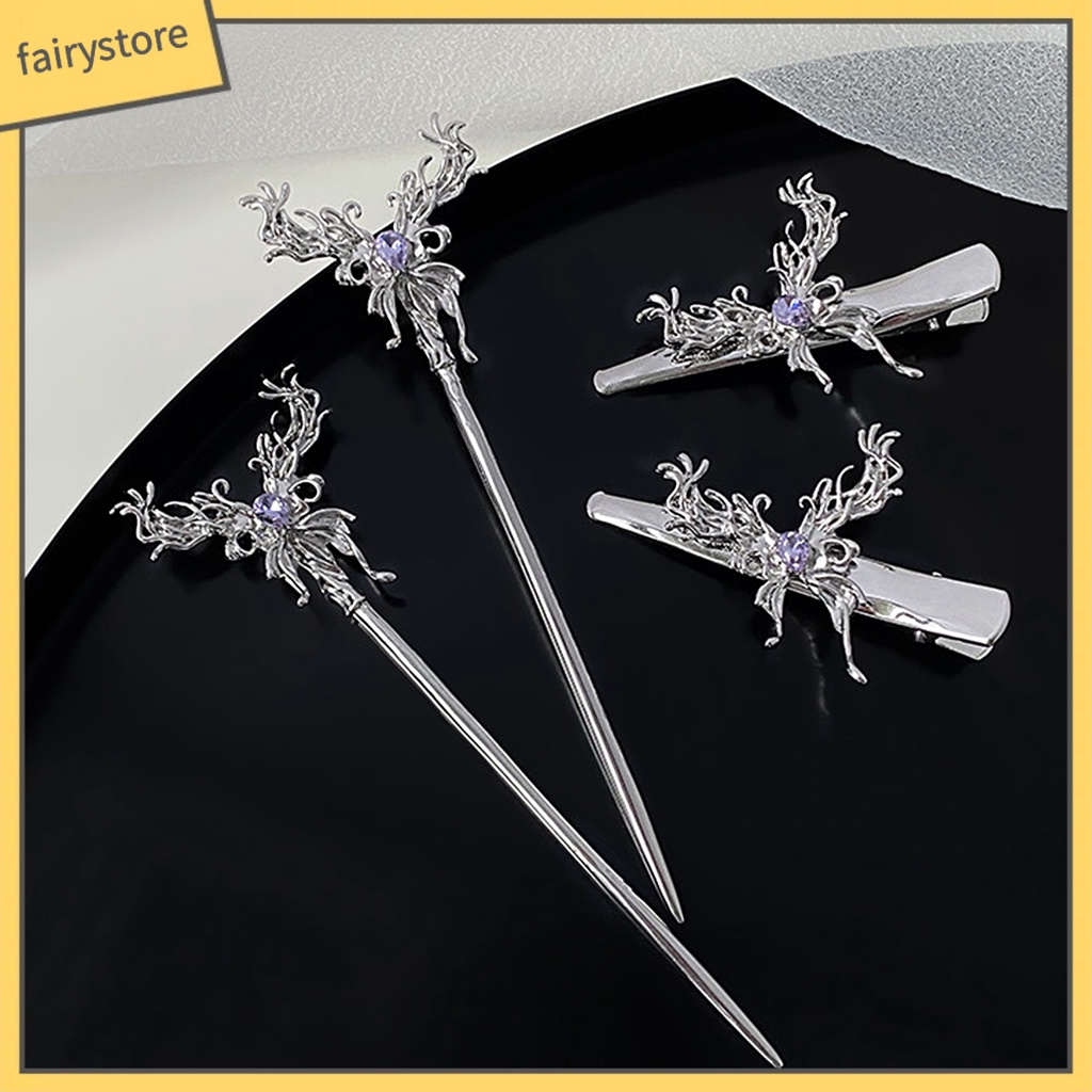 Trâm Cài Tóc Mạ Điện Hình Bướm Đính Đá Cổ Điển Cho Nữ