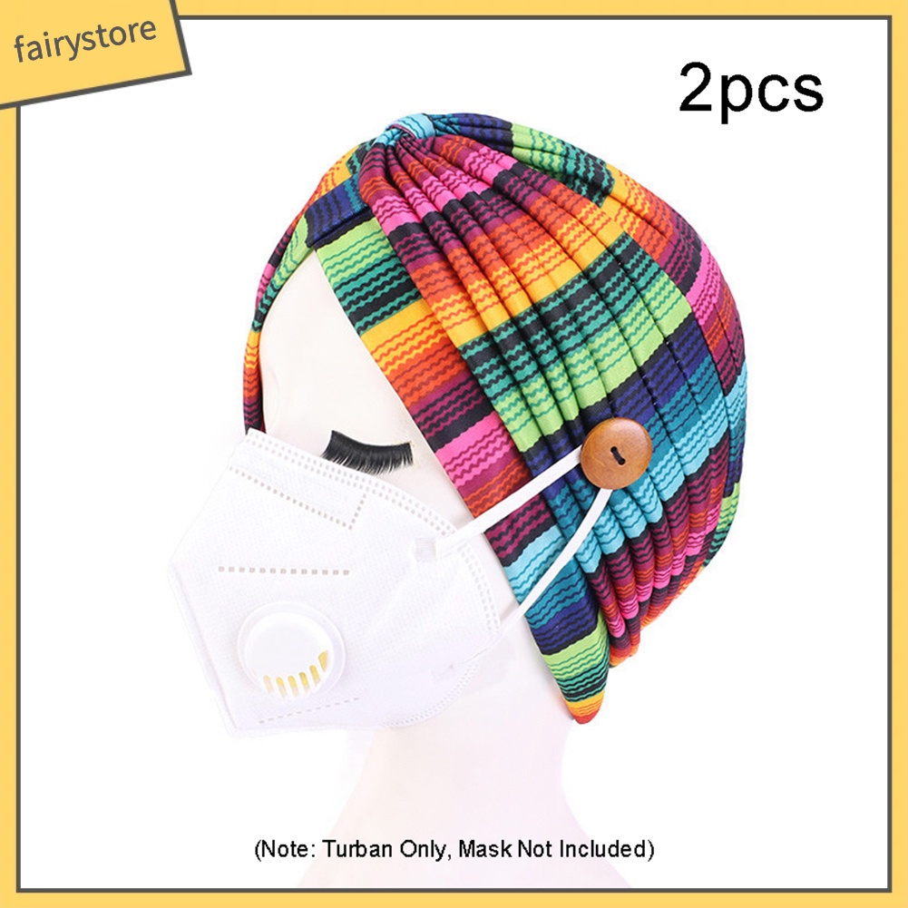 Set 2 Mũ Turban In Họa Tiết Cầu Vồng Thời Trang Nữ