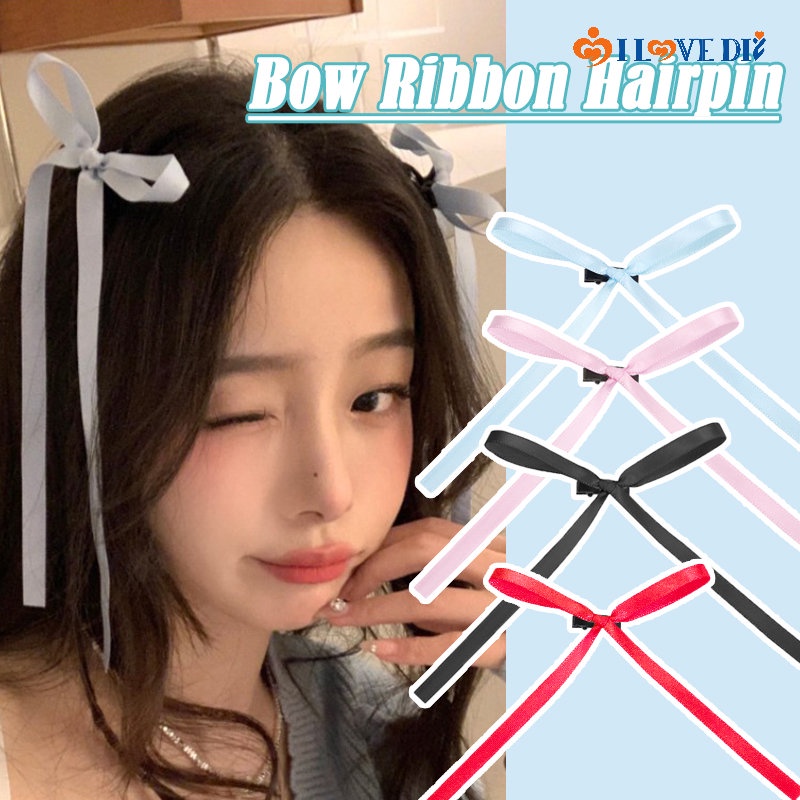 Kẹp Tóc Nơ Bằng Vải Satin Màu Trơn Y2K Phong Cách INS Ngọt Ngào Phổ Biến