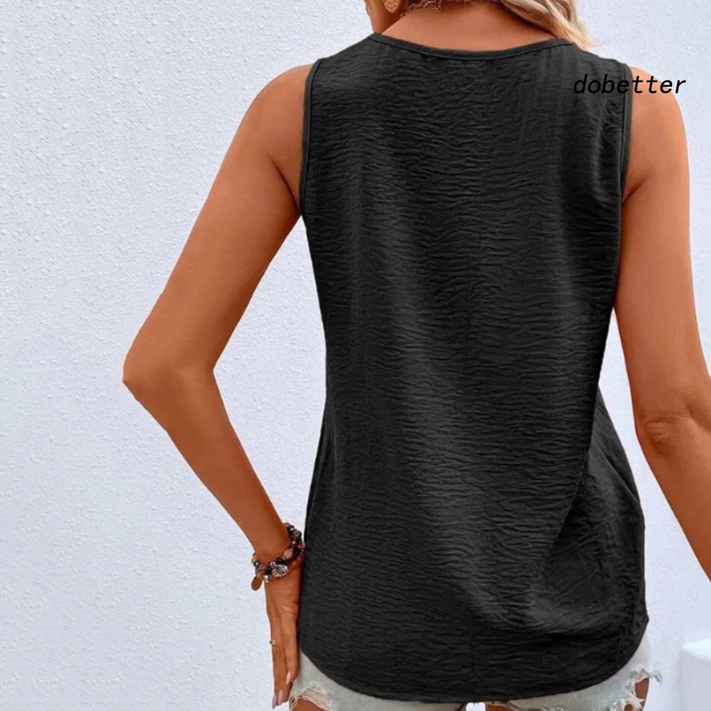 Áo Sơ Mi Lụa Mỏng Dáng Rộng Cổ Chữ V Không Tay Cài Nút Thời Trang Mùa Hè Cho Nữ