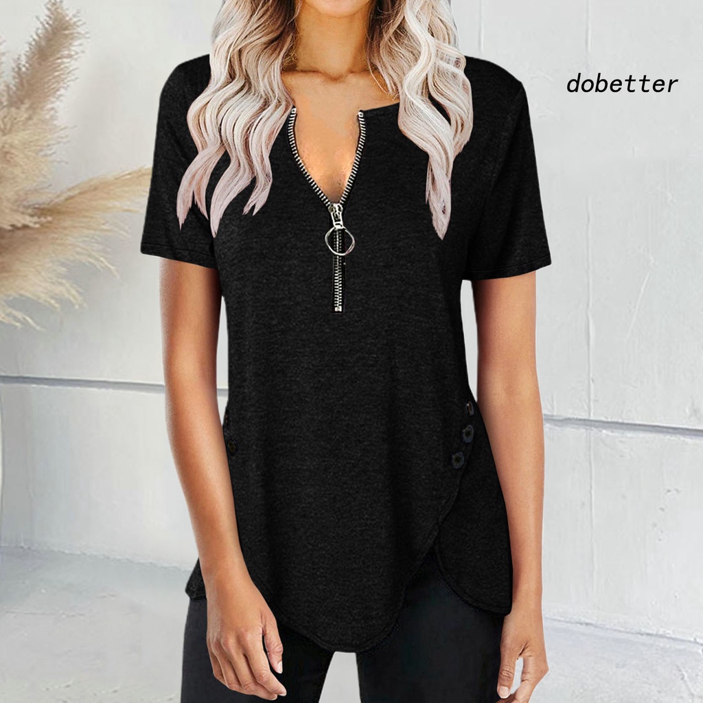 Áo Sơ Mi Cổ Chữ V Bằng Polyester Co Giãn Thoáng Khí Màu Sắc Đơn Giản Thời Trang Mùa Hè Cho Nữ