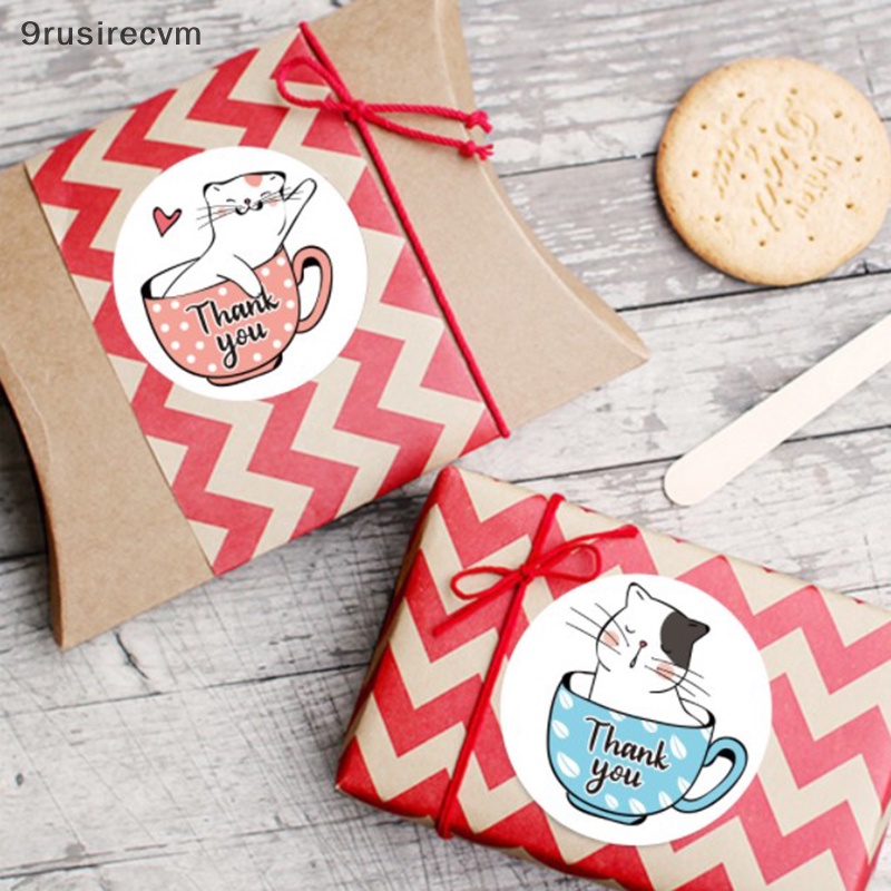 500 Miếng dán hình Mèo Cảm ơn bạn nhãn dán hình tròn để trang trí quà Tặng Mới