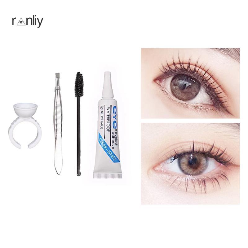 Ranliy💗Bộ Bốn Món Keo Dán Lông Mi Giả Kèm Khay Nhẫn Chuyên Dụng