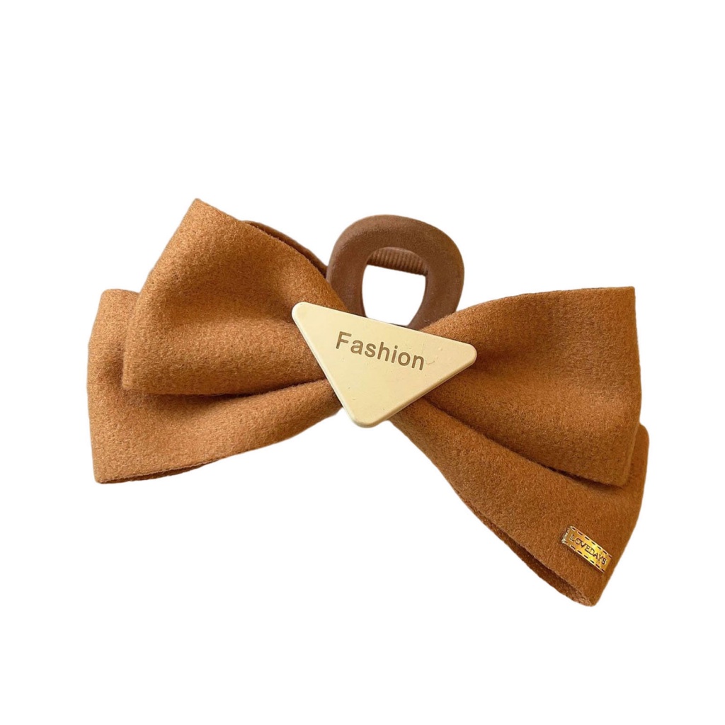 Kẹp Tóc Càng Cua Đính Nơ Vải Hai Mặt Màu Đục Phong Cách Hàn Quốc Cho Nữ