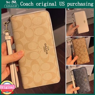 Coach _ c3547 c4452 c8675 ví có khóa kéo dài có ngựa và xe ngựa in dấu chấm ví đeo tay nữ