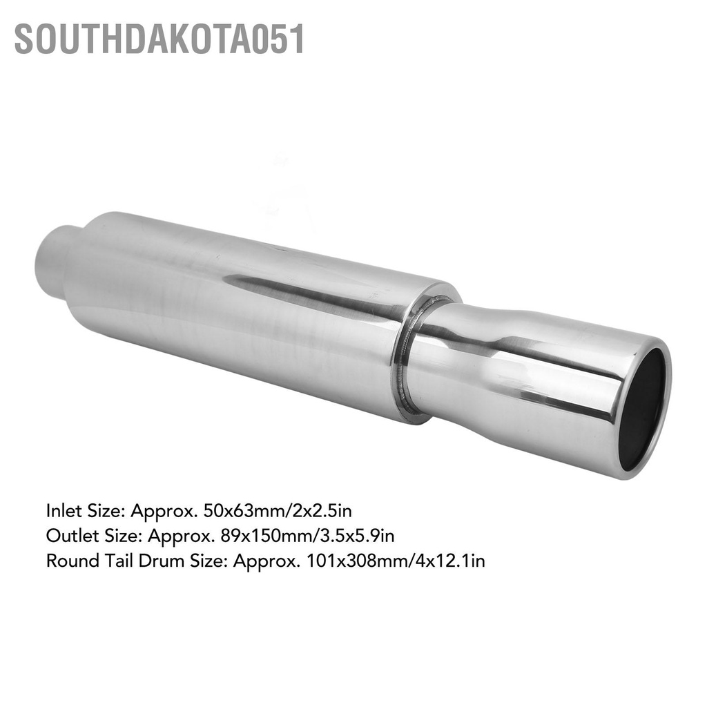 Southdakota051 Ống Xả Bằng Thép Không Gỉ Đầu Vào 2in Ra 3.5in Tròn Bộ Giảm Thanh Một Buồng Đa Năng Cho Xe Hơi
