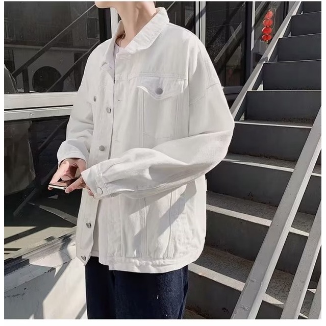 Áo Khoác Denim Dáng Rộng Thời Trang Hàn Quốc Cá Tính Cho Nam