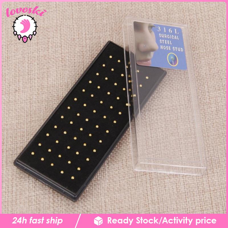 Hộp 60 Khuyên Mũi 20G Bằng Thép Không Gỉ