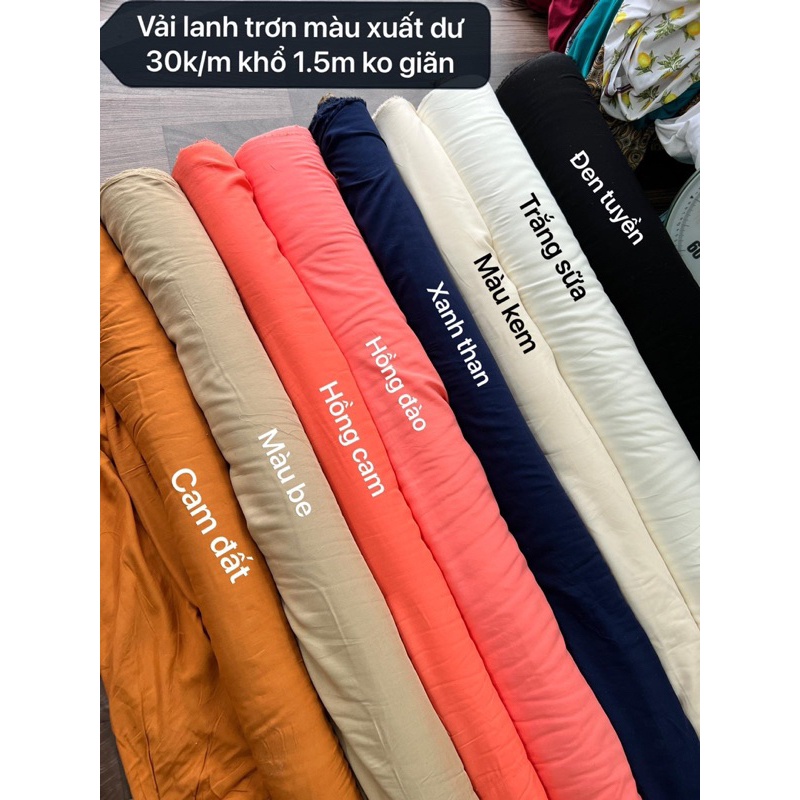 Vải Lanh cotton- Vải Lanh Trơn 100% Cotton có 12 Màu Sắc- siêu Mát -Mềm Mịn- chỉ 30k.1mm