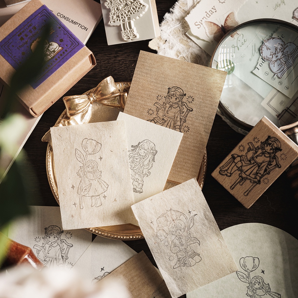 Con Dấu Trang Trí Sổ Tay diy Hình Cô Gái Xinh Đẹp Dễ Thương