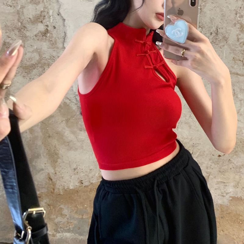 COZOK Áo Croptop Sát Nách Màu Trơn Kiểu vintage Thời Trang