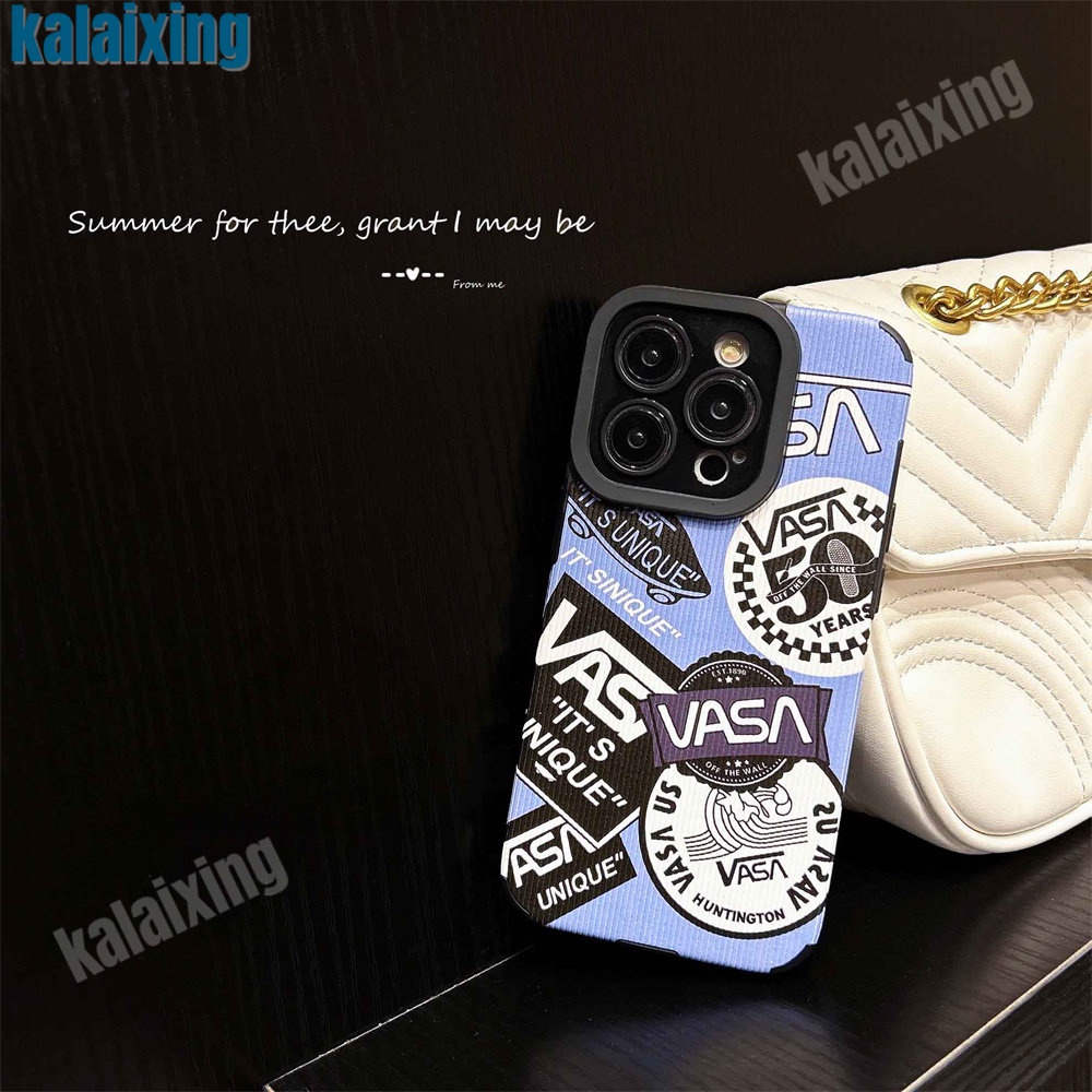 Ốp Điện Thoại Da Mềm Họa Tiết VANS Màu Xanh Dương Cho iPhone 11 12 13 14 Pro Max 14 Plus Xs Max X XR 7 8 Plus