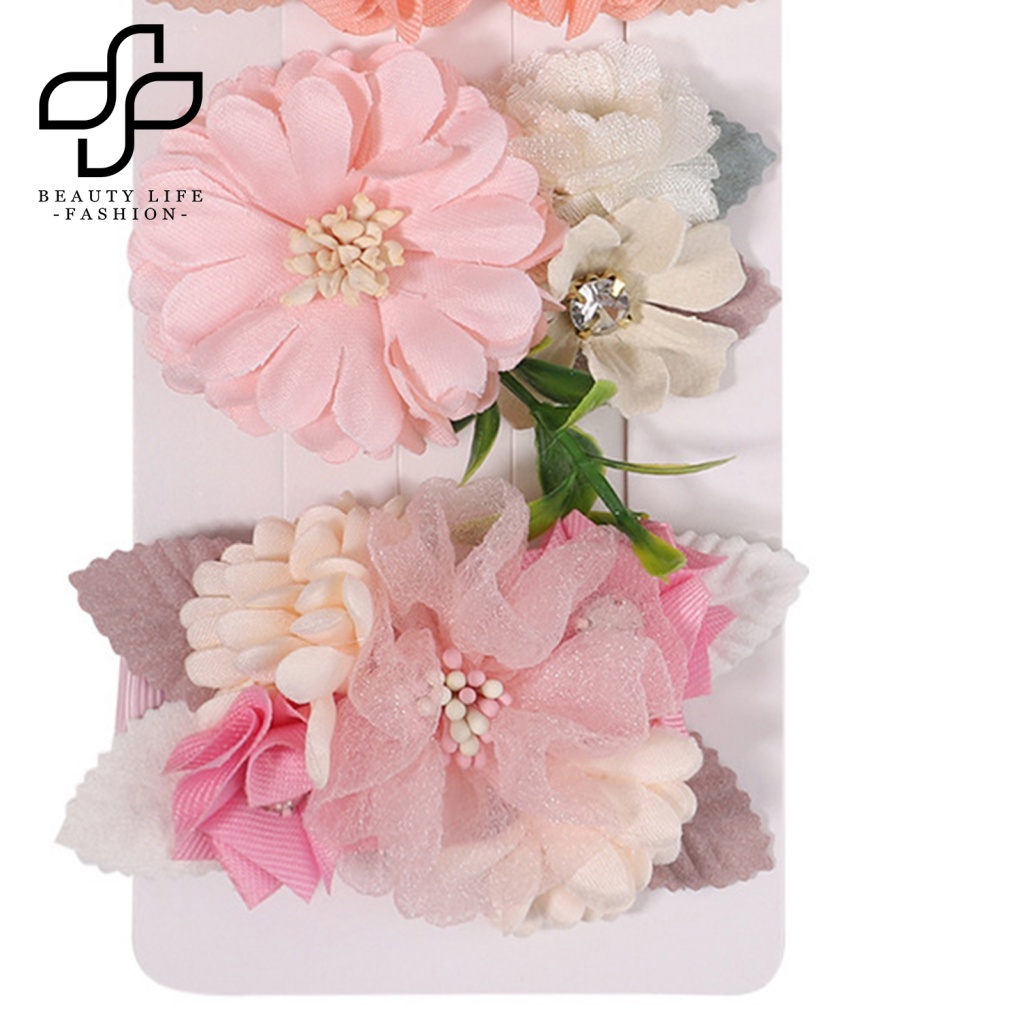 Bộ 3 Kẹp Tóc Màu Sắc Tươi Sáng Đính Hoa Giả Xinh Xắn