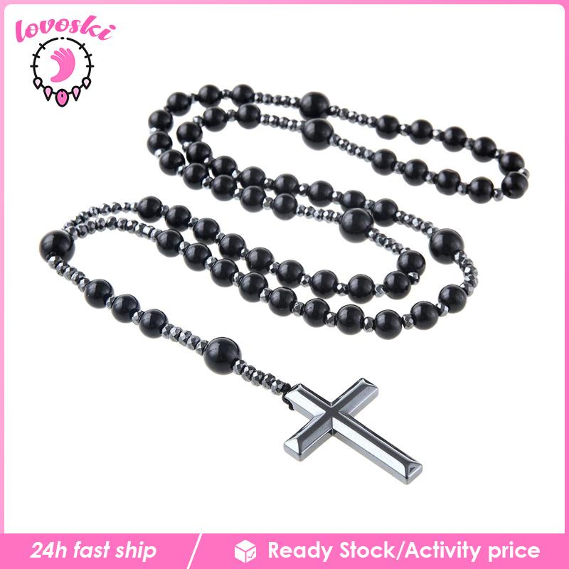 [Lovoski] 1 Vòng cổ Chuỗi Mặt Thánh Giá Bằng Đá Rosary