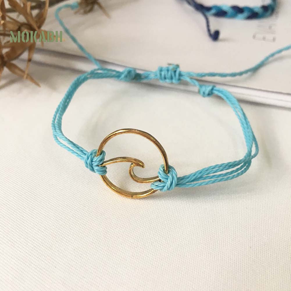 [Mok Abh] 3 Vòng Đeo Tay Chuỗi Hạt Sóng Biển Có Thể Điều Chỉnh Kích Thước