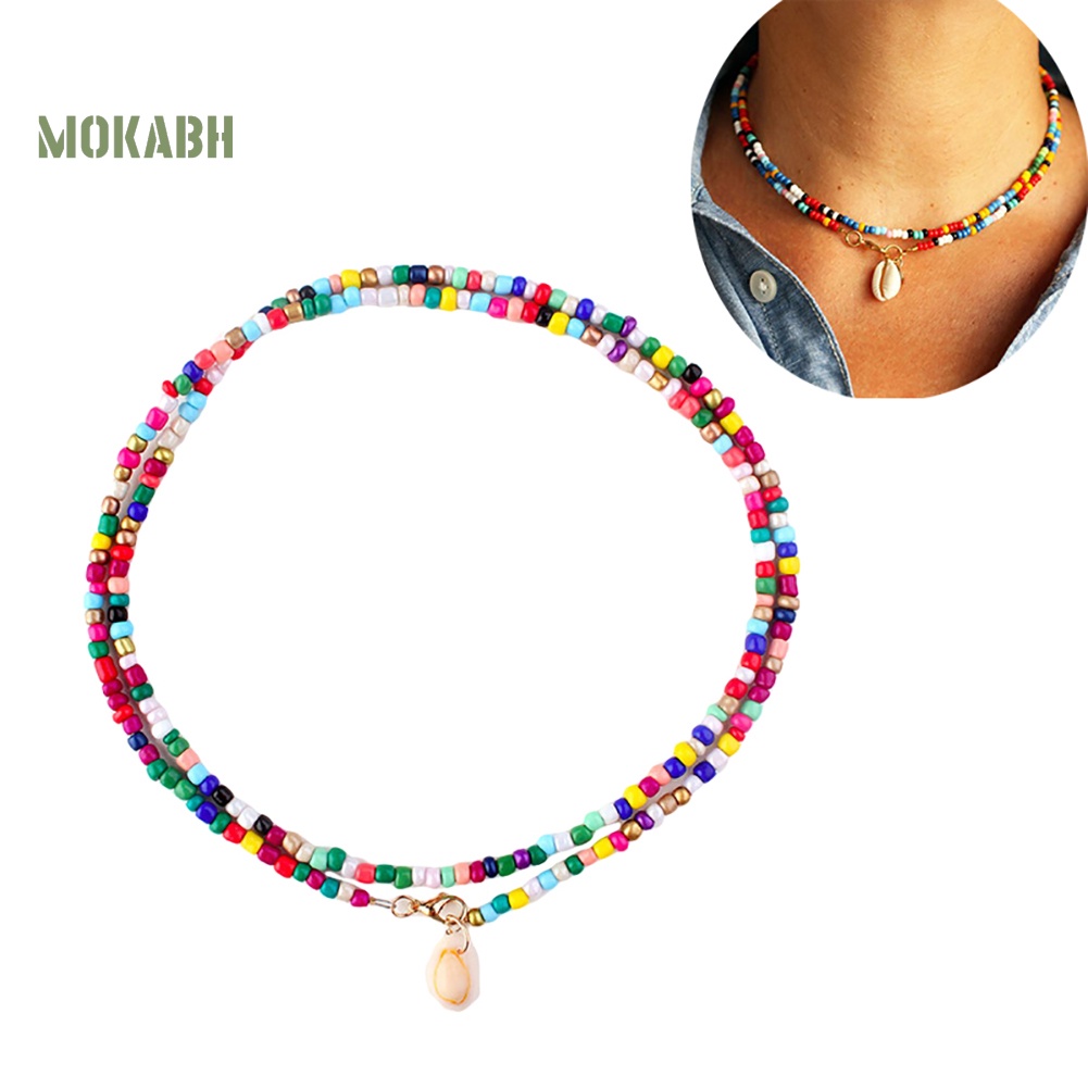 [Mok Abh] Vòng Cổ Hai Lớp Gắn Vỏ Sò Phong Cách Bohemian