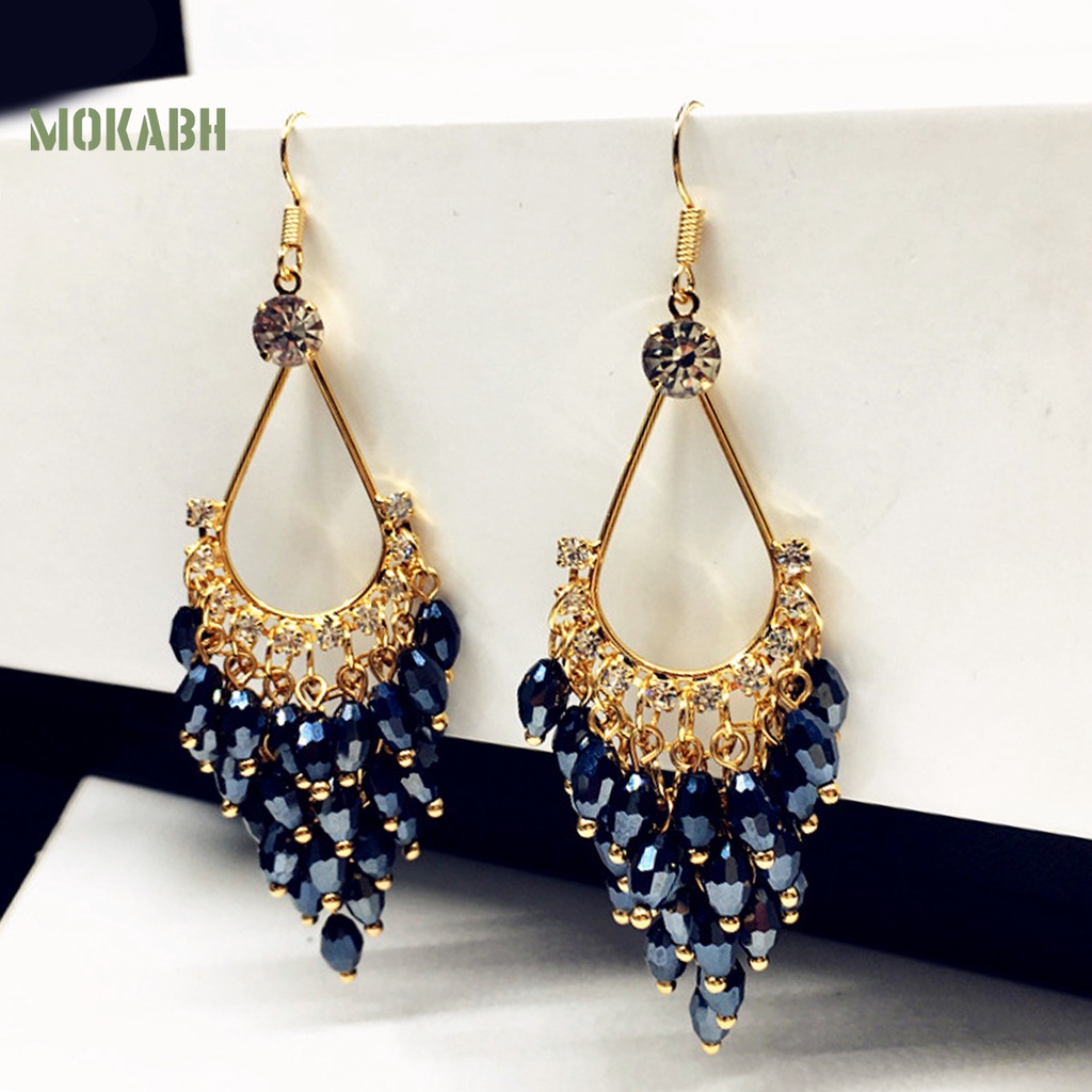 1 Đôi Bông Tai Đính Pha Lê Giả Cao Cấp Phong Cách Bohemia Dành Cho Nữ