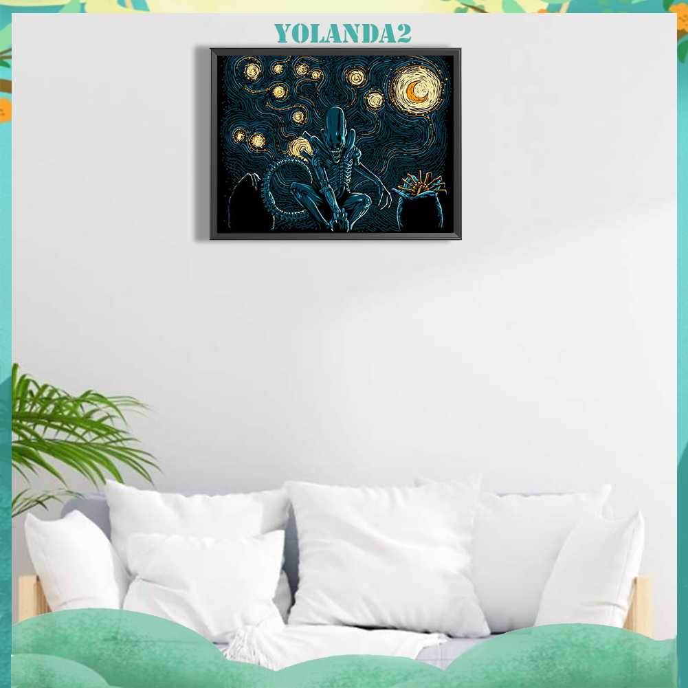 Tranh Đính Đá Kim Cương Toàn Bộ 5D DIY Hình Người Ngoài Hành Tinh