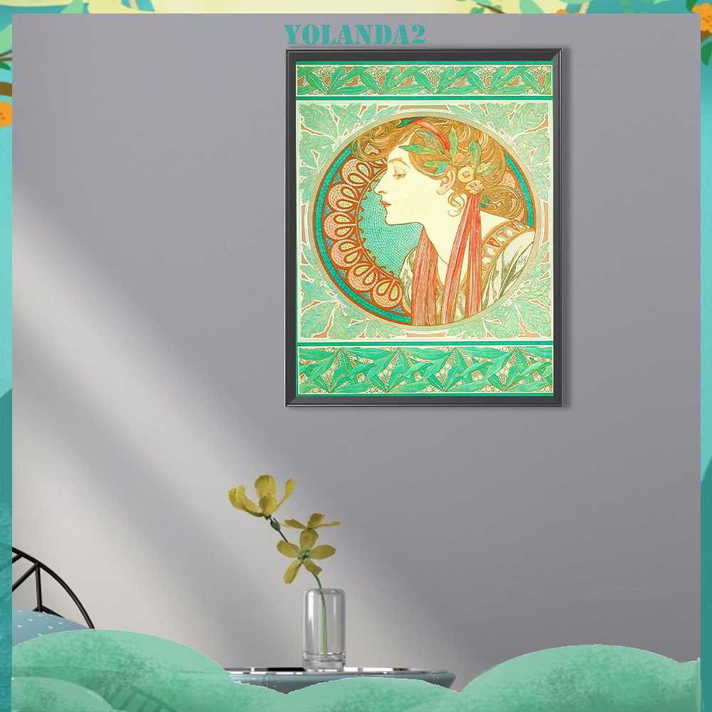 Bộ Tranh Đính Đá 5D Họa Tiết Alphonse Maria Mucha Độc Đáo DIY Dùng Trang Trí