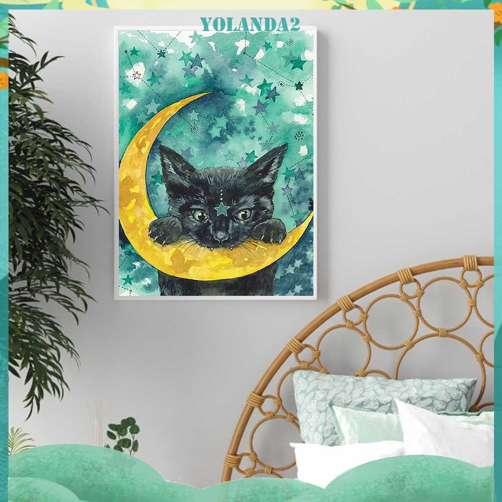 Tranh Đính Đá Kim Cương Toàn Bộ 5D DIY Hình Vẽ Mèo Trang Trí Nhà Cửa