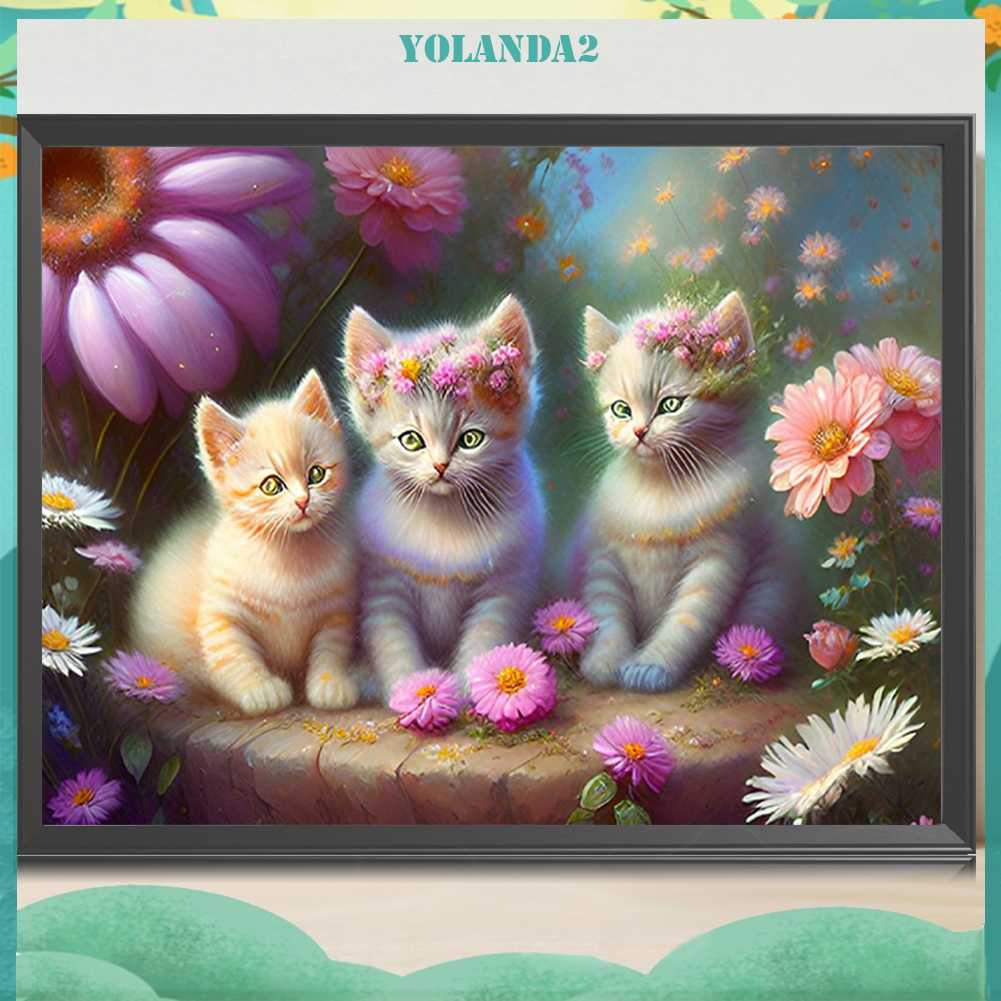 Tranh Đính Đá Kim Cương Toàn Bộ 5D DIY Hình Vẽ Mèo Trang Trí Nhà Cửa
