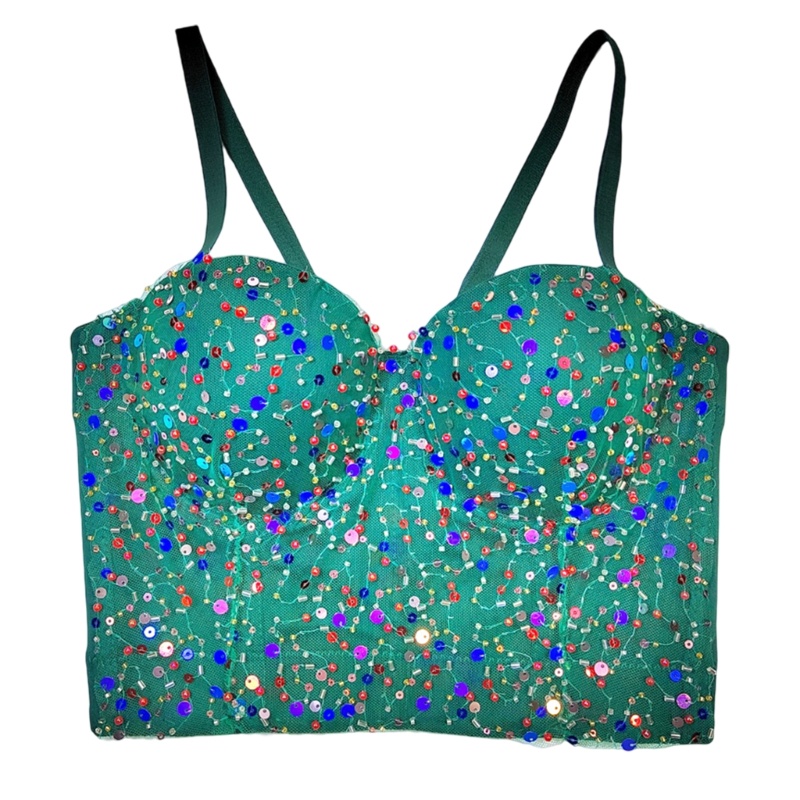 Xiangbao Áo Tank Top Không Tay Đính Hạt Dùng Để Biểu Diễn Tiệc Tùng Cho Nữ