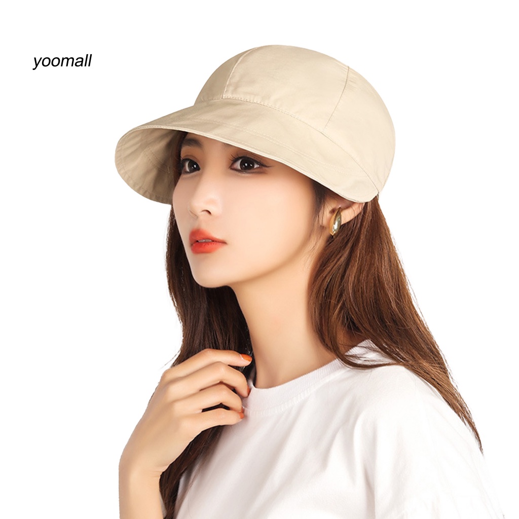 Mũ Rộng Vành Chống Nắng Thoáng Khí Có Dây Rút Màu Sắc Đơn Giản Cho Nữ