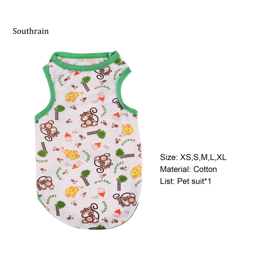 Áo Thun Cotton Sát Nách Chống Co Giãn In Họa Tiết Hoạt Hình Dễ Thương Thời Trang Mùa Hè Cho Cún Cưng