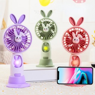 Quạt mini cầm điện để bàn tay hình thỏ dễ thương sạc cổng usb