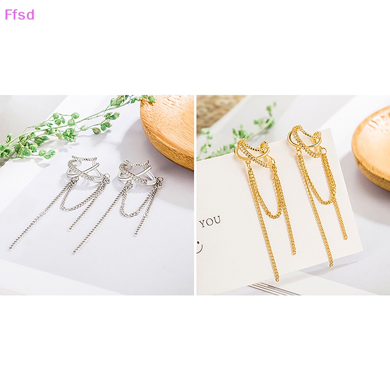 {Ffsd} Khuyên Tai Dạng Kẹp Đính Đá Zircon Nhiều Lớp Dạng Xỏ Không Cần Xỏ Lỗ Đơn Giản Sáng Bóng Cho Nữ * Bán Chạy