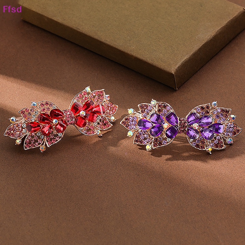 {Ffsd} Kẹp Tóc Kim Loại Đính Đá Zircon Pha Lê Lấp Lánh Thời Trang Cao Cấp * Bán Chạy