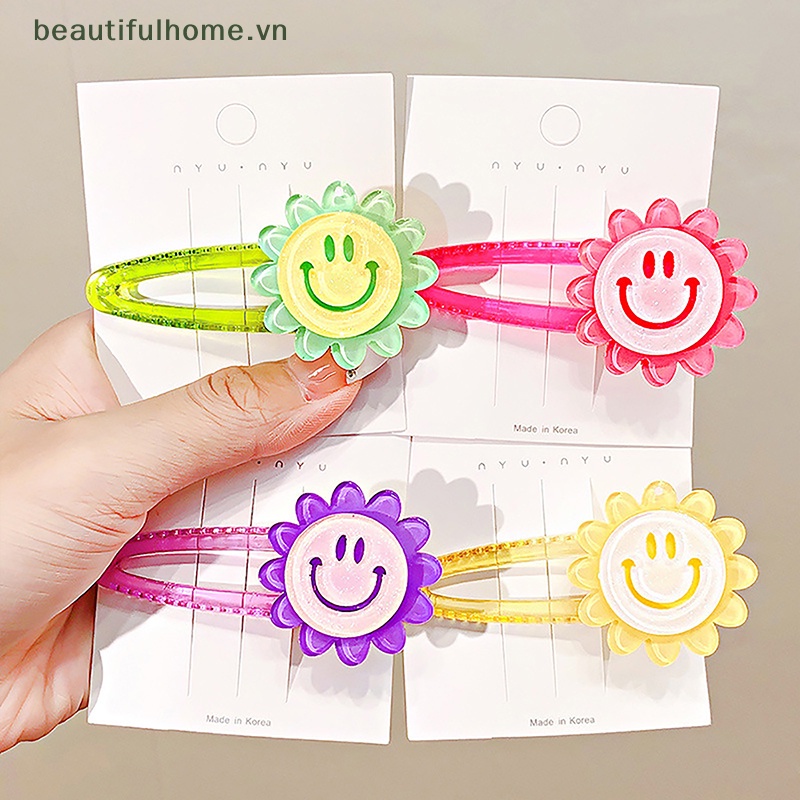Kẹp Tóc BB Hình Hoa Hướng Dương Màu Sắc Ngọt Ngào Trong Suốt Cho Nữ