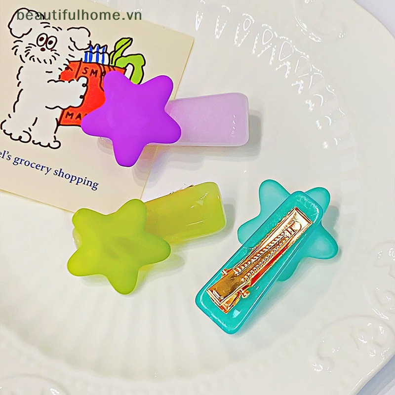 [beautifulhome] Kẹp Tóc Mái Hiên Bằng Resin Hình Ngôi Sao Màu Sắc Ngọt Ngào Đáng Yêu Sáng Tạo Thời Trang Mùa Hè Dành Cho Bé Gái [beauty]