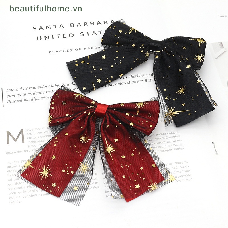 Kẹp Tóc Nơ Ren Hình Ngôi Sao Phong Cách Lolita Dễ Thương Cho Bé Gái