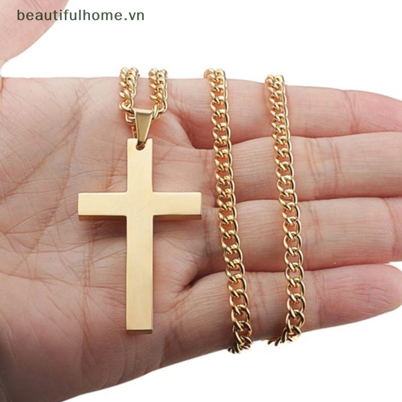 Vòng cổ Mặt Thánh Giá Bằng Thép Không Gỉ Phong Cách Vintage Cho Nam