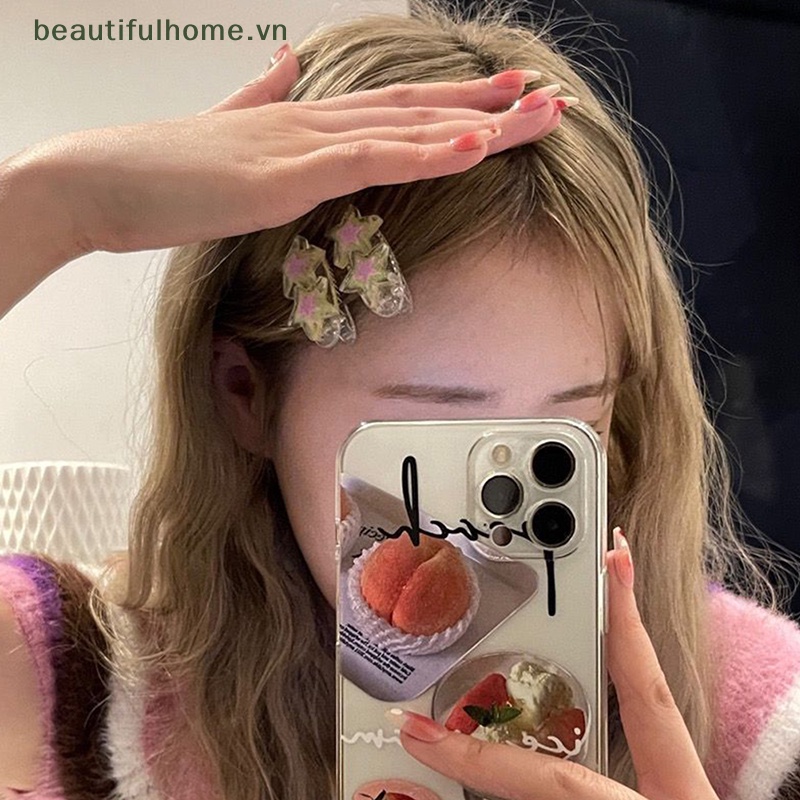 Bộ 2 Kẹp Tóc Mỏ Vịt Đính Hai Ngôi Sao Lấp Lánh Thời Trang Cho Bé Gái Y2K