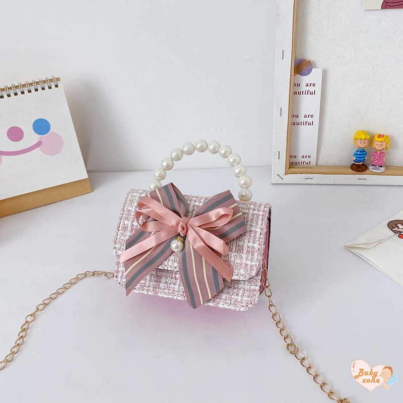 Hàng Mới Về Mới Túi Đeo Chéo Dây Chuỗi Ngọc Trai Thời Trang Dành Cho Bé Gái
