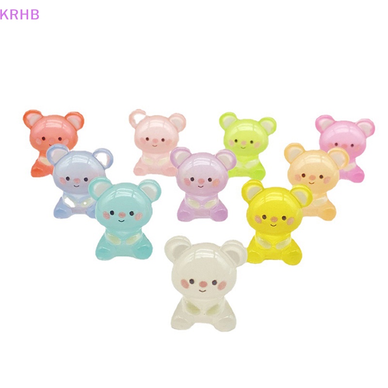 Set 5 Phụ Kiện Trang Trí Nghệ Thuật DIY Hình Gấu Koala Nhỏ Màu Dạ Quang Bằng Nhựa Resin Mới