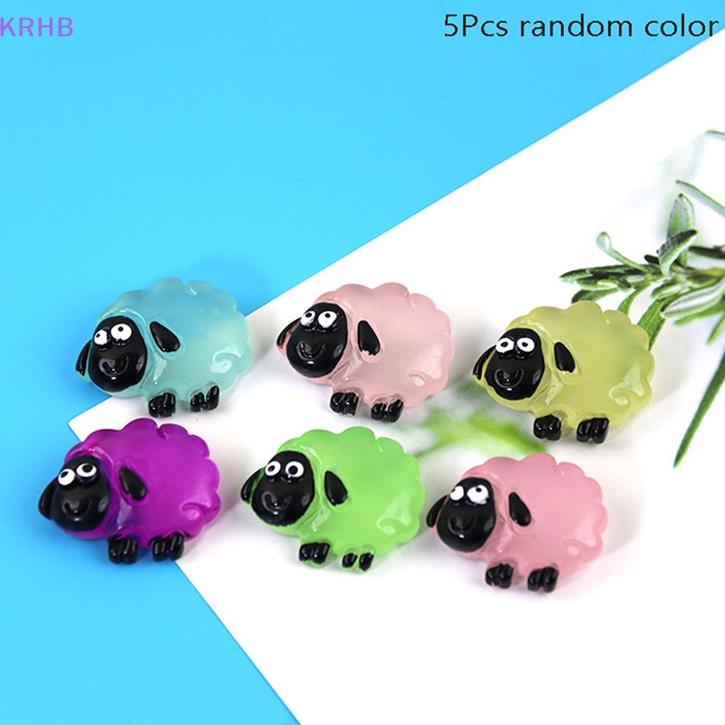 Set 5 Mô Hình Chú Cừu Bằng Nhựa Phát Quang Dùng Trang Trí Độc Đáo Mới
