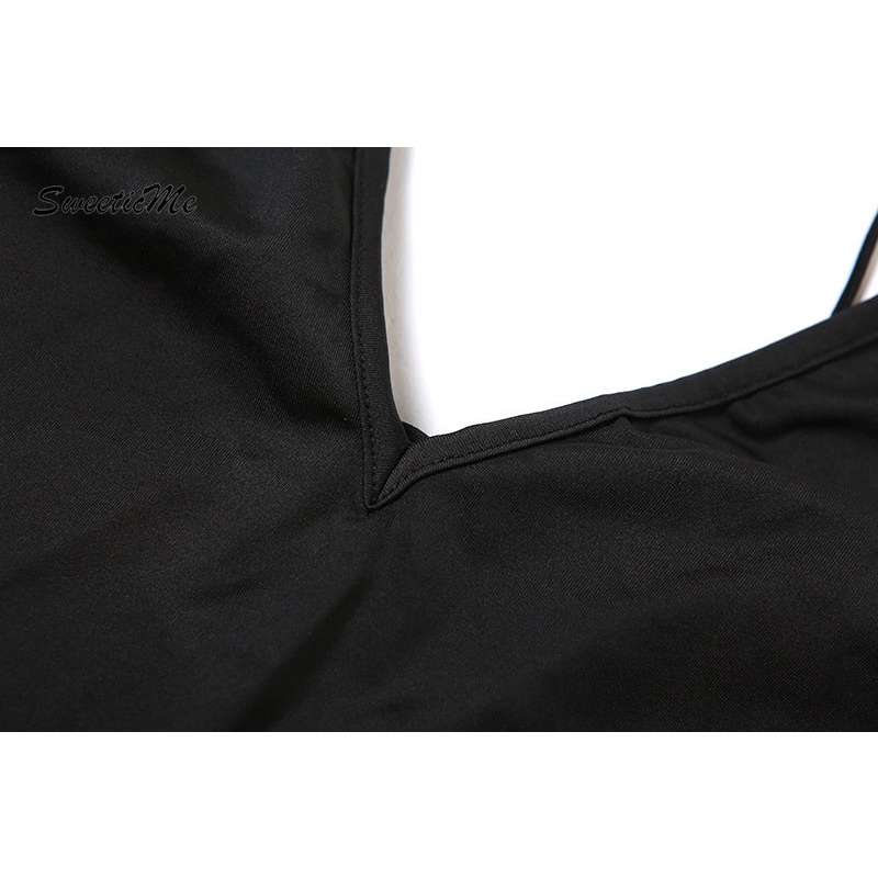 Áo Liền Quần Hở Lưng Cổ Chữ V Màu Trơn Thời Trang Mới 2023 Dành Cho Bạn Nữ