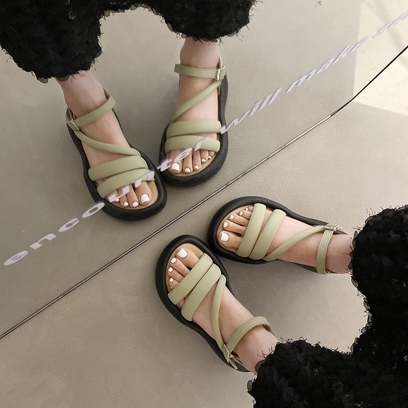 Xăng đan Đế Dày Hở Ngón Đính Đá Thời Trang Dành Cho Nữ