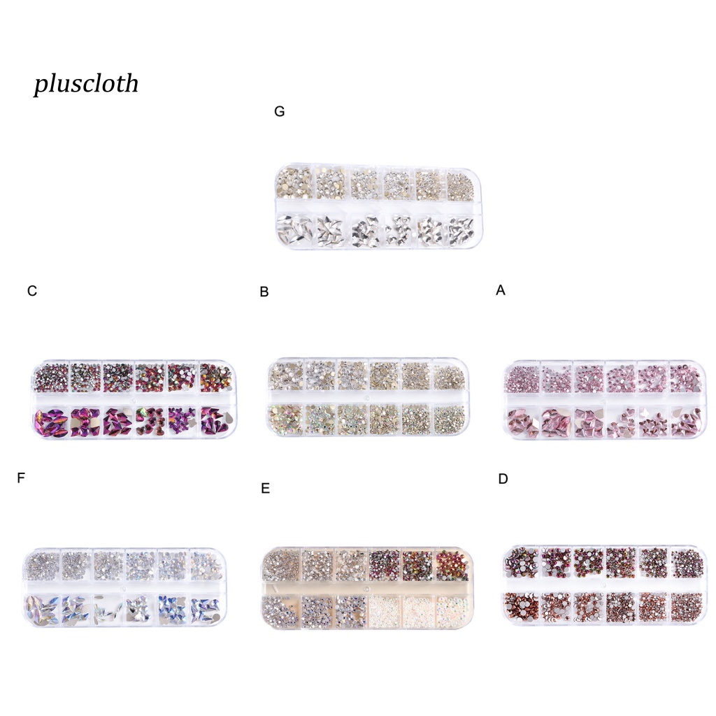 1 Hộp Hạt Nhựa 12 Ô Tạo Hiệu Ứng 3D Trang Trí Móng Tay