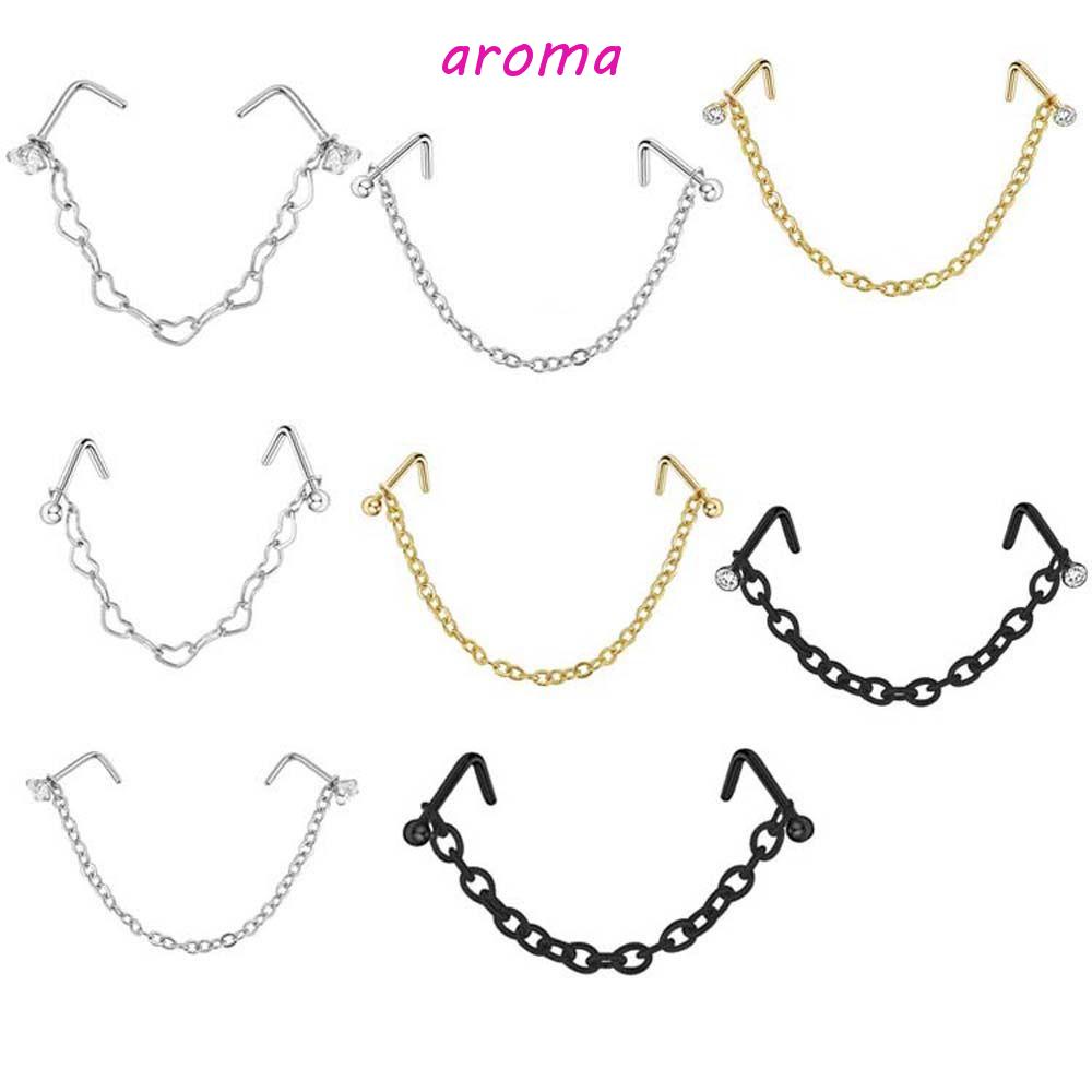 Khuyên Mũi Hình Trái Tim Phối Dây Xích Cá Tính Cho Nam Và Nữ