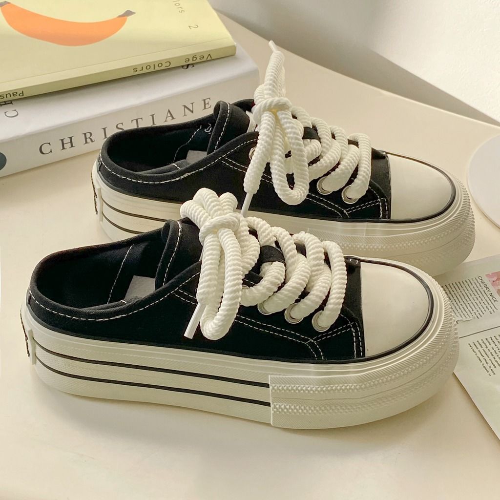 có hàng sẵn Giày Thể Thao Vải Canvas Đế Dày Hai Cách Đeo Phong Cách Mới 2023 Thoáng Khí Thời Trang Mùa Hè Cho Nữ