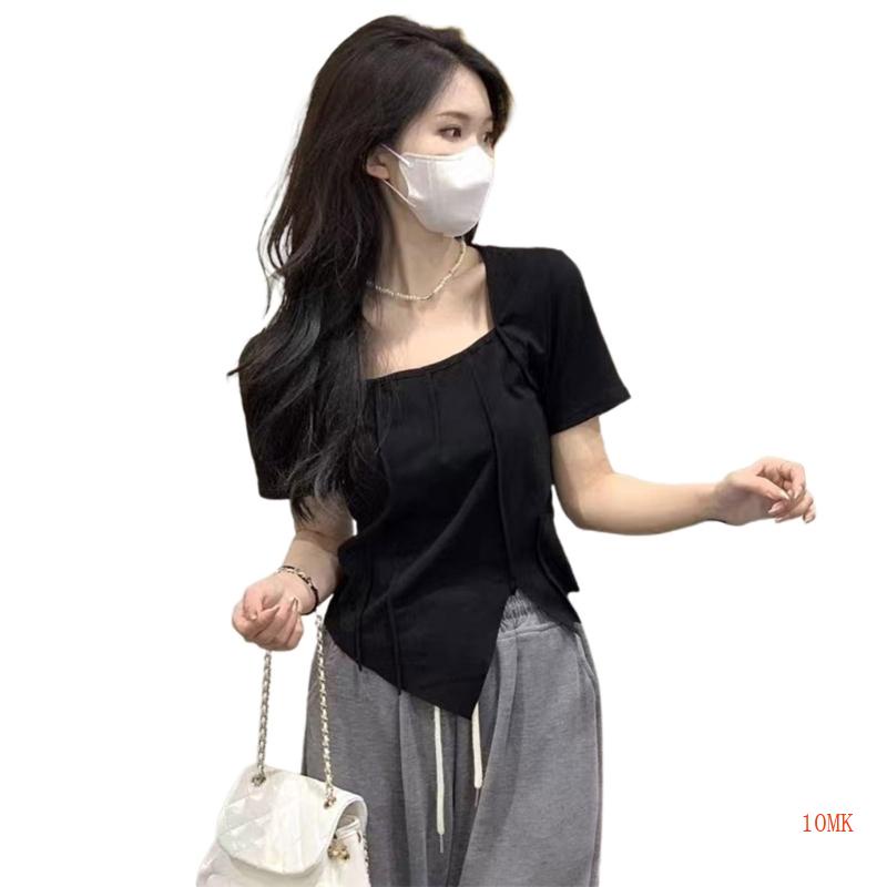 Áo Thun Cổ Vuông Thời Trang Mùa Hè Cho Nữ