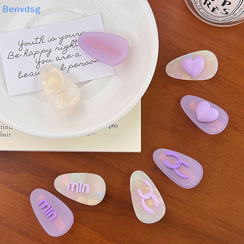 Kẹp Tóc Màu Tím In Họa Tiết Hoạt Hình Chú Gấu / Trái Tim Xinh Xắn Thời Trang Cho Nữ