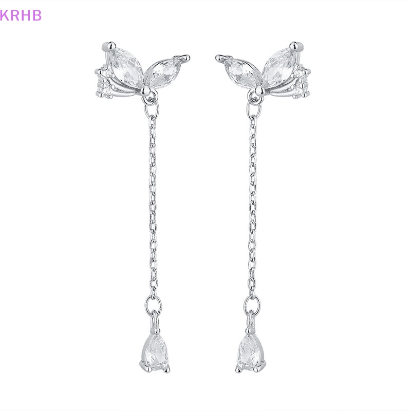 Khuyên Tai Dáng Dài Đính Đá Zircon Hình Bướm Thời Trang Cho Nữ Mới