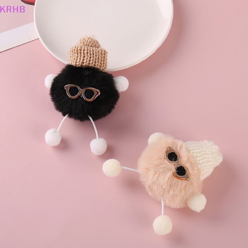 Krhb Móc Khóa Quả Cầu Lông Xù Nhỏ Nhiều Màu Sắc Sáng Tạo Kèm Búp Bê Hoạt Hình Bằng Kim Loại Dành Cho Bạn Gái Mới